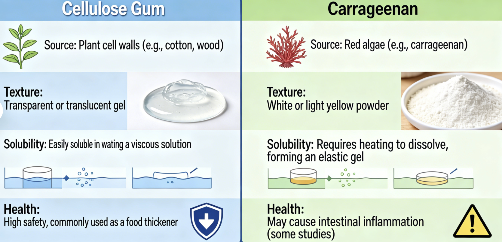 Goma de Celulose vs Carragenina